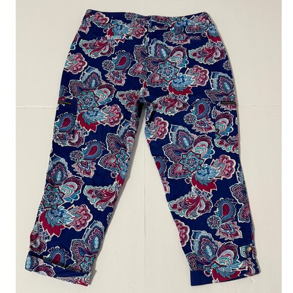 Chico's Luxe Floral Print Utility Cropped Pants, Size 1P - Picture 1 of 7